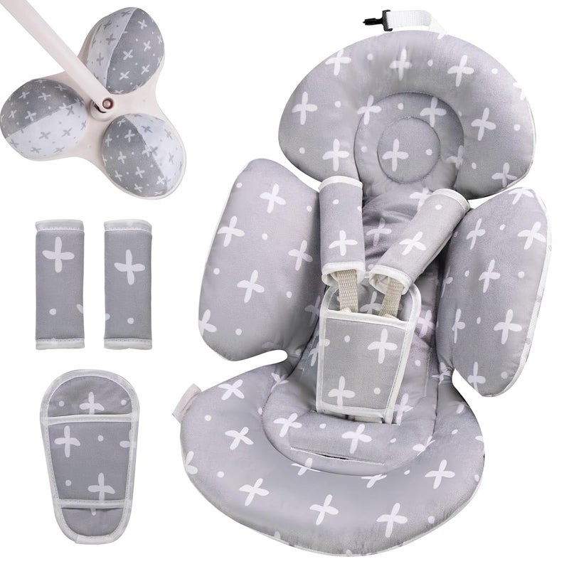 Sweetwavet Infant Insert Compatible with 4moms Mamaroo Swing and Infant Carseat, Including 3 Replacement Balls, Reversible Newborn Insert for Baby Swing, Stroller, Bouncer, Soft Fabric - Gray - Image 1